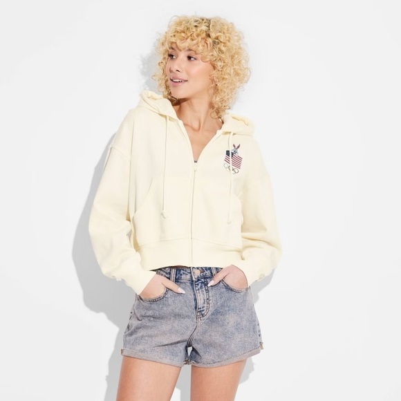 Women’s Looney Tunes Bugs Bunny Graphic Hoodie - Cream XXL - Picture 3 of 5